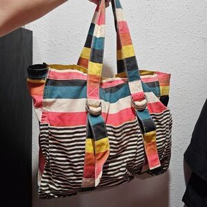 2012 roxy striped colorful funky alt indie beachy bag